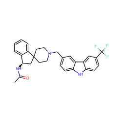 CC(=O)N[C@@H]1CC2(CCN(Cc3ccc4[nH]c5ccc(C(F)(F)F)cc5c4c3)CC2)c2ccccc21 ZINC000073224418