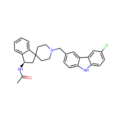 CC(=O)N[C@@H]1CC2(CCN(Cc3ccc4[nH]c5ccc(Cl)cc5c4c3)CC2)c2ccccc21 ZINC000073240838