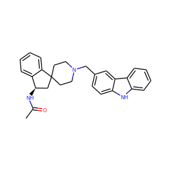 CC(=O)N[C@@H]1CC2(CCN(Cc3ccc4[nH]c5ccccc5c4c3)CC2)c2ccccc21 ZINC000003948581