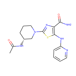 CC(=O)N[C@@H]1CCCN(c2nc(C(N)=O)c(Nc3ccccn3)s2)C1 ZINC000209430032