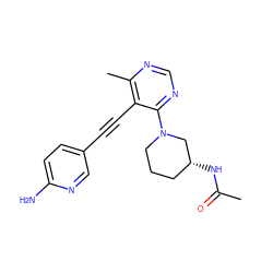 CC(=O)N[C@@H]1CCCN(c2ncnc(C)c2C#Cc2ccc(N)nc2)C1 ZINC000149295878