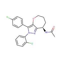 CC(=O)N[C@@H]1CCCOc2c1nn(-c1ccccc1Cl)c2-c1ccc(Cl)cc1 ZINC000084668568
