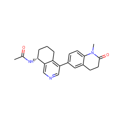 CC(=O)N[C@@H]1CCCc2c(-c3ccc4c(c3)CCC(=O)N4C)cncc21 ZINC000205058049