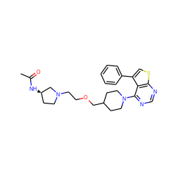 CC(=O)N[C@@H]1CCN(CCOCC2CCN(c3ncnc4scc(-c5ccccc5)c34)CC2)C1 ZINC000146498658