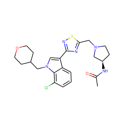 CC(=O)N[C@@H]1CCN(Cc2nc(-c3cn(CC4CCOCC4)c4c(Cl)cccc34)ns2)C1 ZINC000066111971