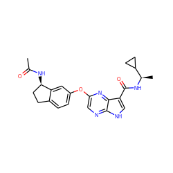 CC(=O)N[C@@H]1CCc2ccc(Oc3cnc4[nH]cc(C(=O)N[C@H](C)C5CC5)c4n3)cc21 ZINC000096269454