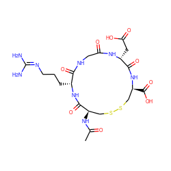 CC(=O)N[C@@H]1CSSC[C@H](C(=O)O)NC(=O)[C@@H](CC(=O)O)NC(=O)CNC(=O)[C@@H](CCCN=C(N)N)NC1=O ZINC000026572056