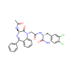 CC(=O)N[C@@H]1N=C(c2ccccc2)c2ccccc2N(CC(=O)N[C@H](Cc2ccc(Cl)c(Cl)c2)C(N)=O)C1=O ZINC000028756774