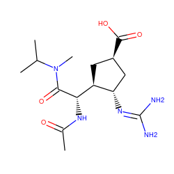 CC(=O)N[C@H](C(=O)N(C)C(C)C)[C@H]1C[C@@H](C(=O)O)C[C@@H]1N=C(N)N ZINC000013560216