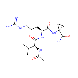 CC(=O)N[C@H](C(=O)N[C@@H](CCCNC(=N)N)C(=O)NC1(C(N)=O)CC1)C(C)C ZINC000149744901