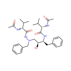 CC(=O)N[C@H](C(=O)N[C@@H](Cc1ccccc1)[C@@H](O)CN(Cc1ccccc1)NC(=O)[C@H](NC(C)=O)C(C)C)C(C)C ZINC000026673874