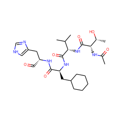 CC(=O)N[C@H](C(=O)N[C@H](C(=O)N[C@@H](CC1CCCCC1)C(=O)N[C@H](C=O)Cc1c[nH]cn1)C(C)C)[C@@H](C)O ZINC000082152665