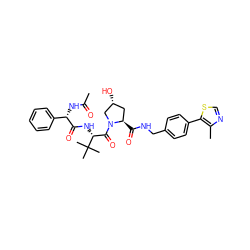 CC(=O)N[C@H](C(=O)N[C@H](C(=O)N1C[C@H](O)C[C@H]1C(=O)NCc1ccc(-c2scnc2C)cc1)C(C)(C)C)c1ccccc1 ZINC000299838665