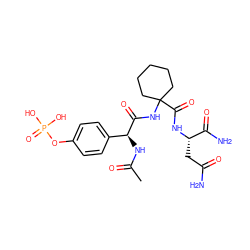 CC(=O)N[C@H](C(=O)NC1(C(=O)N[C@@H](CC(N)=O)C(N)=O)CCCCC1)c1ccc(OP(=O)(O)O)cc1 ZINC000026741888