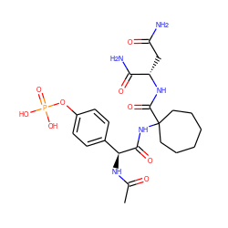 CC(=O)N[C@H](C(=O)NC1(C(=O)N[C@@H](CC(N)=O)C(N)=O)CCCCCC1)c1ccc(OP(=O)(O)O)cc1 ZINC000026739396