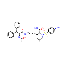 CC(=O)N[C@H](C(=O)NCCCC[C@@H](C(N)=O)N(CC(C)C)S(=O)(=O)c1ccc(N)cc1)C(c1ccccc1)c1ccccc1 ZINC000148969082