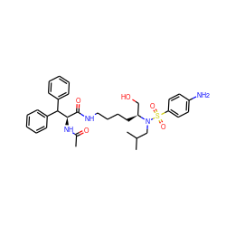 CC(=O)N[C@H](C(=O)NCCCC[C@@H](CO)N(CC(C)C)S(=O)(=O)c1ccc(N)cc1)C(c1ccccc1)c1ccccc1 ZINC000014947142