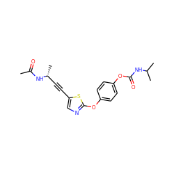 CC(=O)N[C@H](C)C#Cc1cnc(Oc2ccc(OC(=O)NC(C)C)cc2)s1 ZINC000036184984