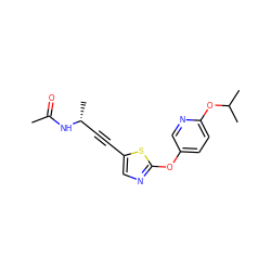 CC(=O)N[C@H](C)C#Cc1cnc(Oc2ccc(OC(C)C)nc2)s1 ZINC000035813499