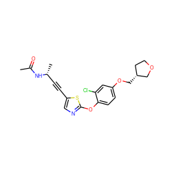 CC(=O)N[C@H](C)C#Cc1cnc(Oc2ccc(OC[C@@H]3CCOC3)cc2Cl)s1 ZINC000028821905