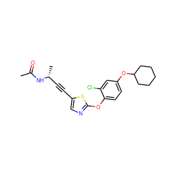 CC(=O)N[C@H](C)C#Cc1cnc(Oc2ccc(OC3CCCCC3)cc2Cl)s1 ZINC000028821909