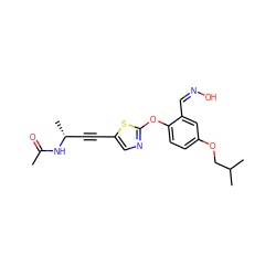 CC(=O)N[C@H](C)C#Cc1cnc(Oc2ccc(OCC(C)C)cc2/C=N\O)s1 ZINC000028821895