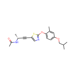 CC(=O)N[C@H](C)C#Cc1cnc(Oc2ccc(OCC(C)C)cc2C)s1 ZINC000012339931