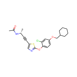 CC(=O)N[C@H](C)C#Cc1cnc(Oc2ccc(OCC3CCCCC3)cc2Cl)s1 ZINC000028821911