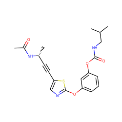 CC(=O)N[C@H](C)C#Cc1cnc(Oc2cccc(OC(=O)NCC(C)C)c2)s1 ZINC000036185000