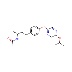 CC(=O)N[C@H](C)CCc1ccc(OC2=NC[C@@H](OC(C)C)N=C2)cc1 ZINC000066258530