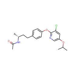 CC(=O)N[C@H](C)CCc1ccc(Oc2ncc(OC(C)C)cc2Cl)cc1 ZINC000096167492