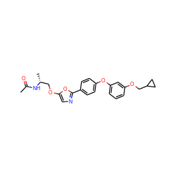 CC(=O)N[C@H](C)COc1cnc(-c2ccc(Oc3cccc(OCC4CC4)c3)cc2)o1 ZINC001772593783