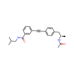 CC(=O)N[C@H](C)Cc1ccc(C#Cc2cccc(C(=O)NCC(C)C)c2)cc1 ZINC000113409345