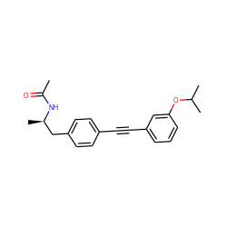 CC(=O)N[C@H](C)Cc1ccc(C#Cc2cccc(OC(C)C)c2)cc1 ZINC000113412008