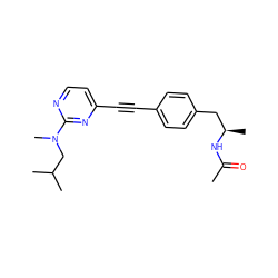 CC(=O)N[C@H](C)Cc1ccc(C#Cc2ccnc(N(C)CC(C)C)n2)cc1 ZINC000113414190