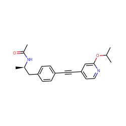 CC(=O)N[C@H](C)Cc1ccc(C#Cc2ccnc(OC(C)C)c2)cc1 ZINC000113411417