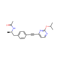 CC(=O)N[C@H](C)Cc1ccc(C#Cc2ccnc(OC(C)C)n2)cc1 ZINC000113412042