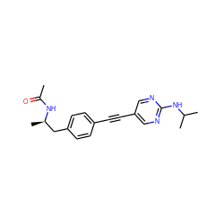 CC(=O)N[C@H](C)Cc1ccc(C#Cc2cnc(NC(C)C)nc2)cc1 ZINC000113412538