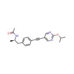 CC(=O)N[C@H](C)Cc1ccc(C#Cc2cnc(OC(C)C)nc2)cc1 ZINC000113412081