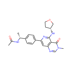 CC(=O)N[C@H](C)c1ccc(-c2cc3ncn(C)c(=O)c3c(N[C@@H]3CCOC3)n2)cc1 ZINC000143387651