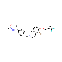 CC(=O)N[C@H](C)c1ccc(CN2CCc3c(ccc(OC[C@H]4CC4(F)F)c3Br)C2)cc1 ZINC001772598099