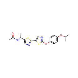 CC(=O)N[C@H](C)c1cnc(-c2cnc(Oc3ccc(OC(C)C)cc3)s2)s1 ZINC000035259992