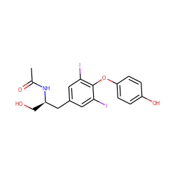 CC(=O)N[C@H](CO)Cc1cc(I)c(Oc2ccc(O)cc2)c(I)c1 ZINC000095601009