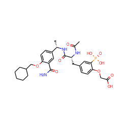 CC(=O)N[C@H](Cc1ccc(OCC(=O)O)c(P(=O)(O)O)c1)C(=O)N[C@@H](C)c1ccc(OCC2CCCCC2)c(C(N)=O)c1 ZINC000014880986