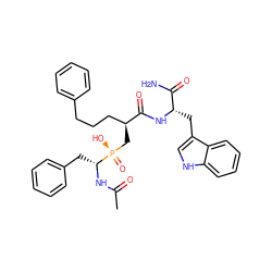 CC(=O)N[C@H](Cc1ccccc1)[P@](=O)(O)C[C@@H](CCCc1ccccc1)C(=O)N[C@@H](Cc1c[nH]c2ccccc12)C(N)=O ZINC000026576000