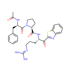 CC(=O)N[C@H](Cc1ccccc1)C(=O)N1CCC[C@H]1C(=O)N[C@@H](CCCN=C(N)N)C(=O)c1nc2ccccc2s1 ZINC000014954427