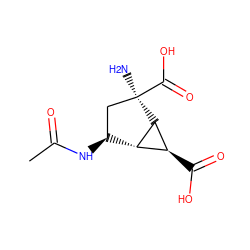 CC(=O)N[C@H]1C[C@@](N)(C(=O)O)[C@@H]2[C@@H](C(=O)O)[C@H]12 ZINC000003989420