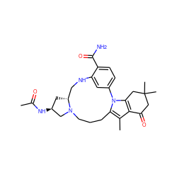 CC(=O)N[C@H]1C[C@@H]2CNc3cc(ccc3C(N)=O)-n3c(c(C)c4c3CC(C)(C)CC4=O)CCCN2C1 ZINC000071340316