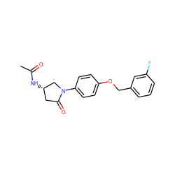 CC(=O)N[C@H]1CC(=O)N(c2ccc(OCc3cccc(F)c3)cc2)C1 ZINC000013975983