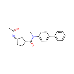 CC(=O)N[C@H]1CC[C@@H](C(=O)N(C)c2ccc(-c3ccccc3)cc2)C1 ZINC000072123153